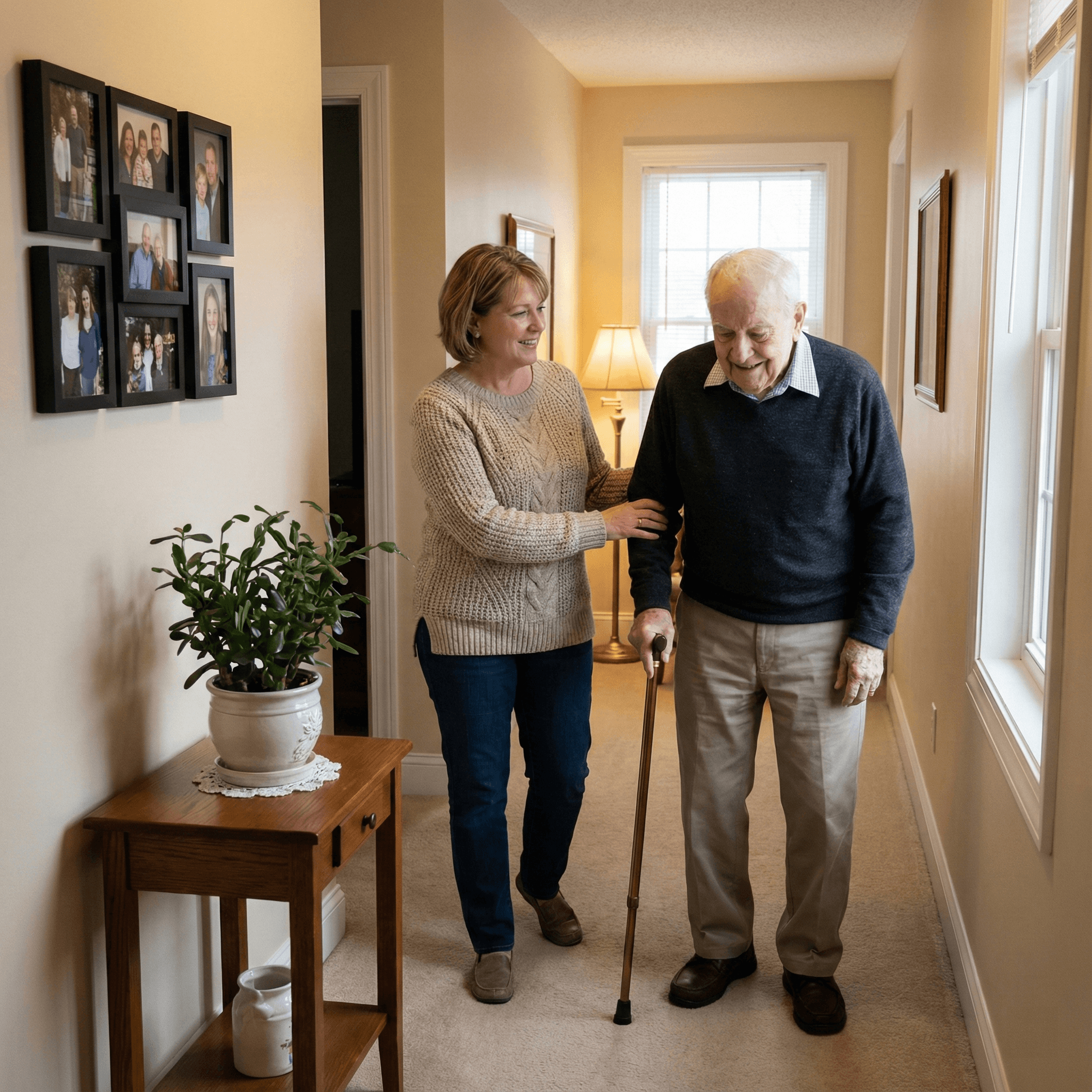 Caregiver assisting with mobility